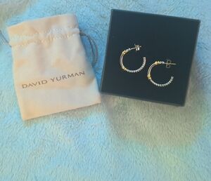 David Yurman Gold and Silver Classic Hoop Earrings
